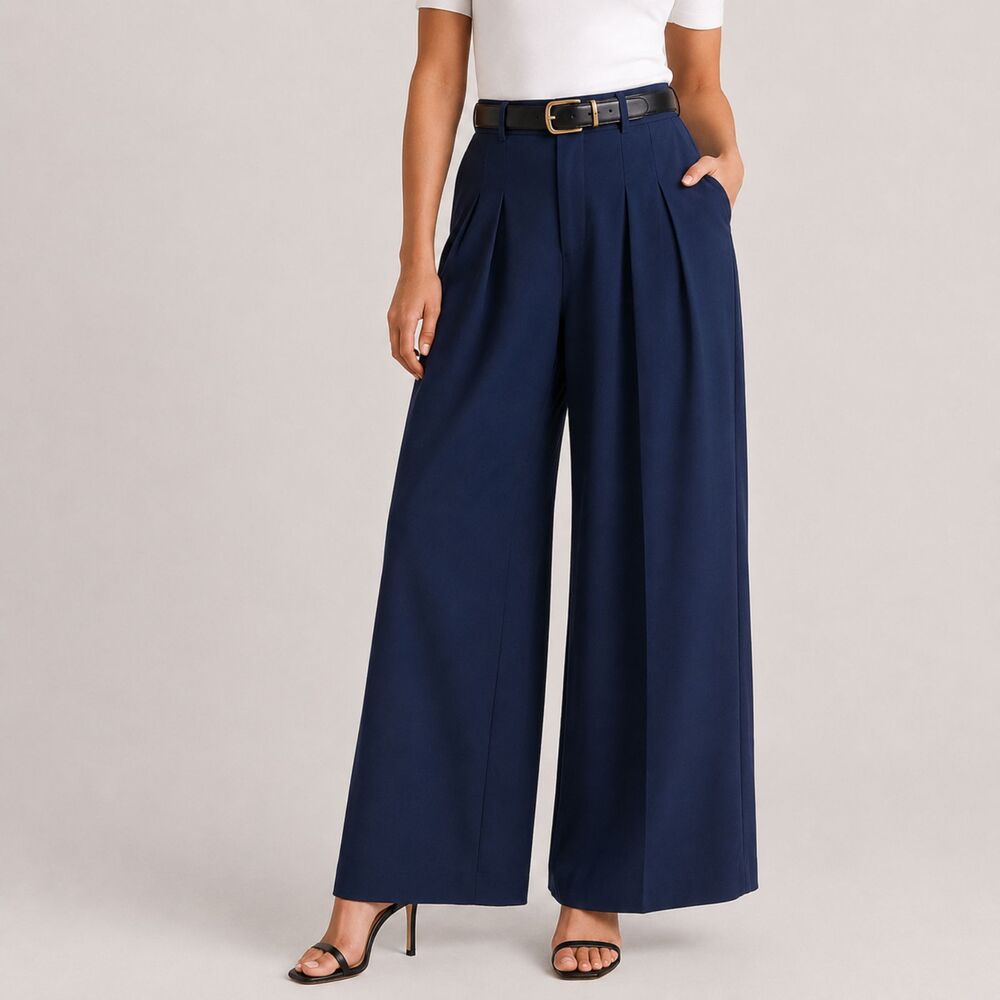 Universal Standard Wide Leg Pants Women's US 2-4 Navy Workwear Minimalist
